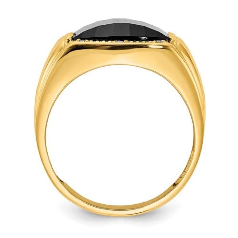 14k Diamond Onyx Men's Ring - Seattle Gold Grillz