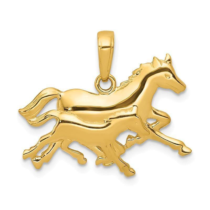 14k Double Horses Running Pendant - Seattle Gold Grillz