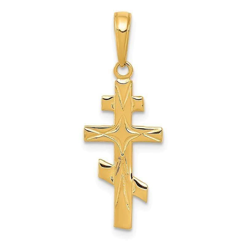 14k Eastern Orthodox Cross Pendant. Weight: 0.66, Length: 26, Width: 11 - Seattle Gold Grillz
