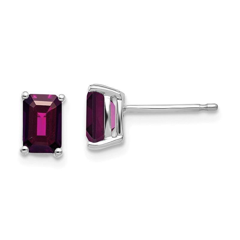 14k Emerald Cut Rhodolite Garnet Stud Earrings - Seattle Gold Grillz