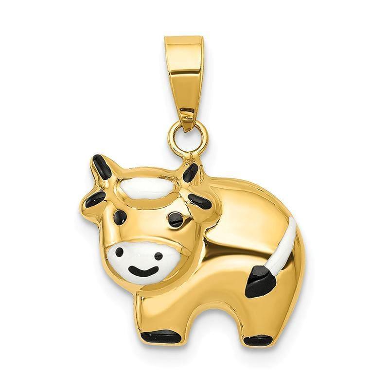 14k Enameled Cow Charm | Weight: 0.75grams, Length: 19mm, Width: 15mm - Seattle Gold Grillz