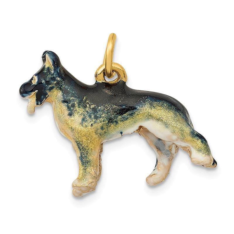 14K Enameled Medium German Shepherd Charm - Seattle Gold Grillz