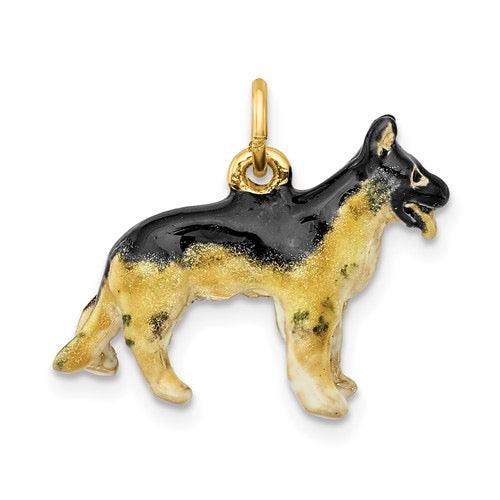 14K Enameled Medium German Shepherd Charm - Seattle Gold Grillz