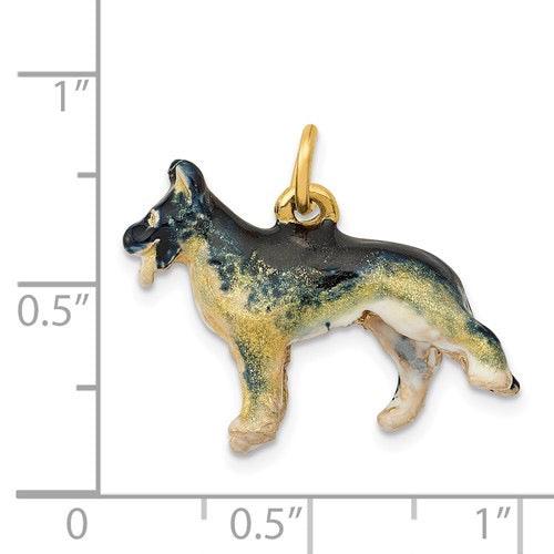 14K Enameled Medium German Shepherd Charm - Seattle Gold Grillz