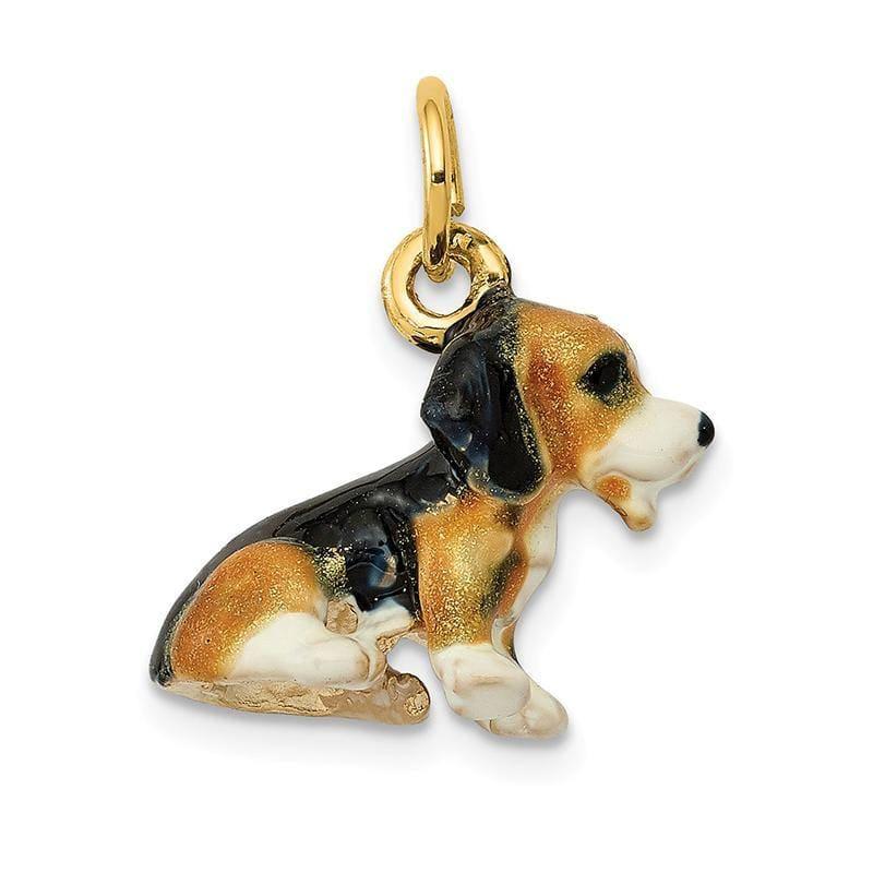 14K Enameled Small Beagle Charm - Seattle Gold Grillz