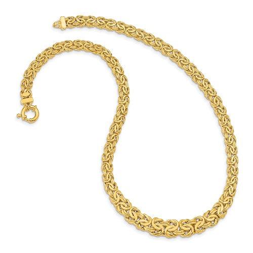 14k Fancy Graduated 7-12mm Flat Byzantine Necklace - Seattle Gold Grillz