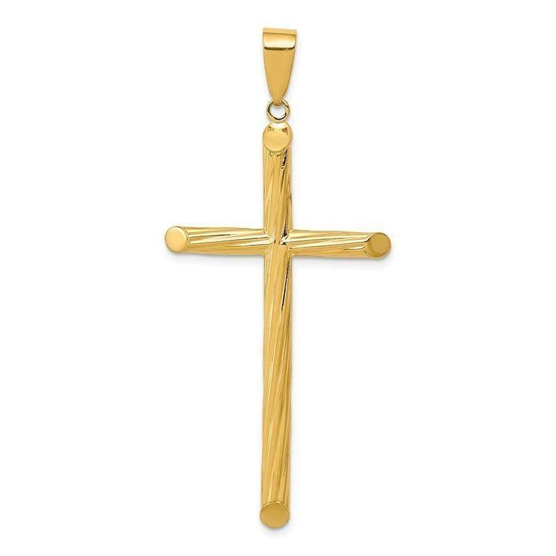 14k Fancy Textured Cross Pendant - Seattle Gold Grillz