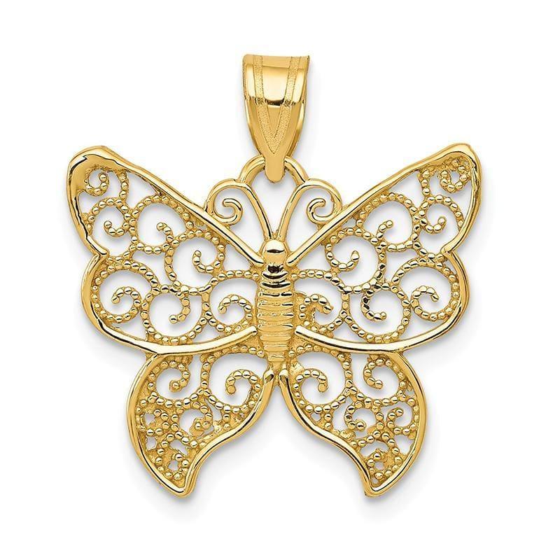 14k Filigree Butterfly Pendant - Seattle Gold Grillz