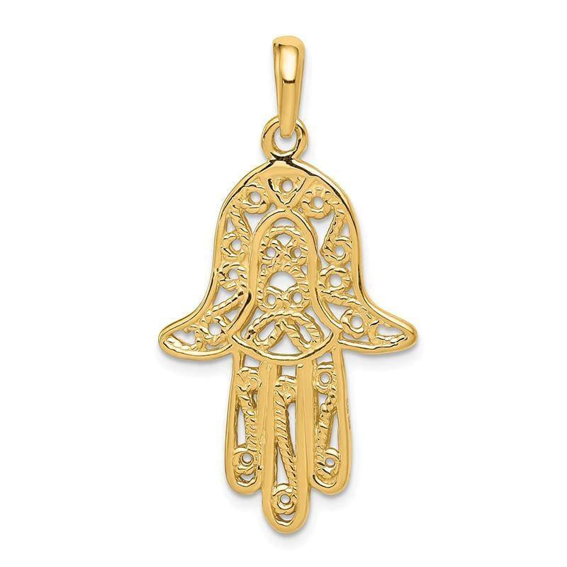 14k Filigree Chamseh Pendant. Weight: 3.72, Length: 40, Width: 21 - Seattle Gold Grillz