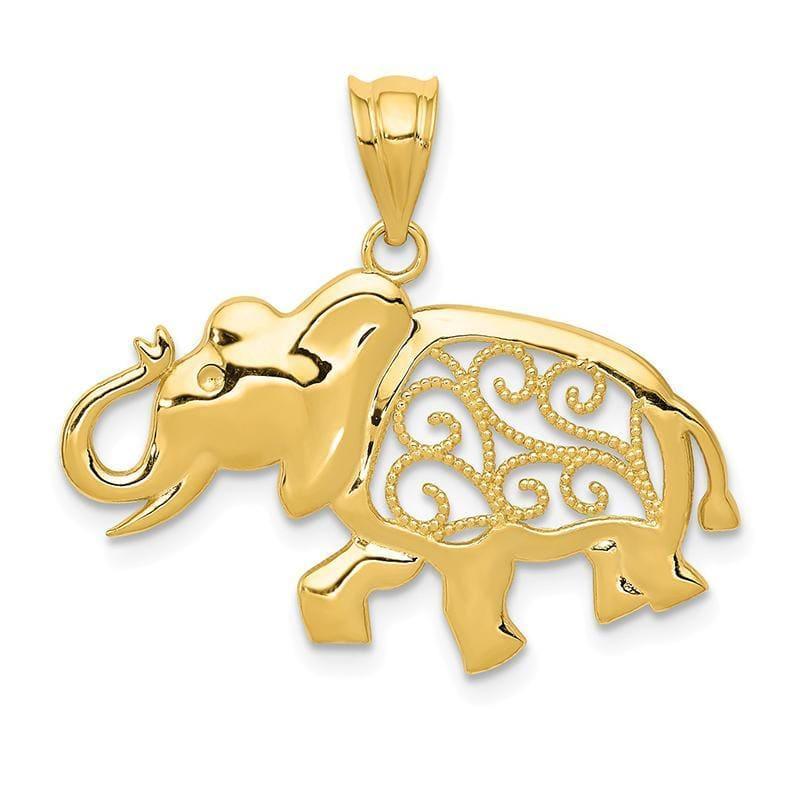 14k Filigree Elephant Pendant - Seattle Gold Grillz