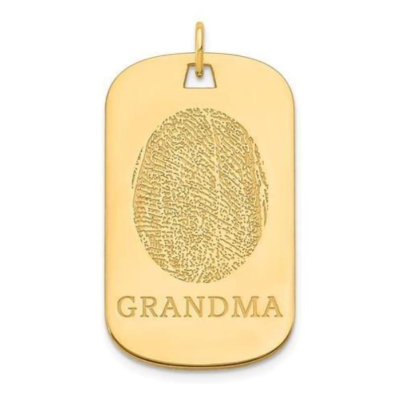 14k Fingerprint Dog Tag Pendant - Seattle Gold Grillz