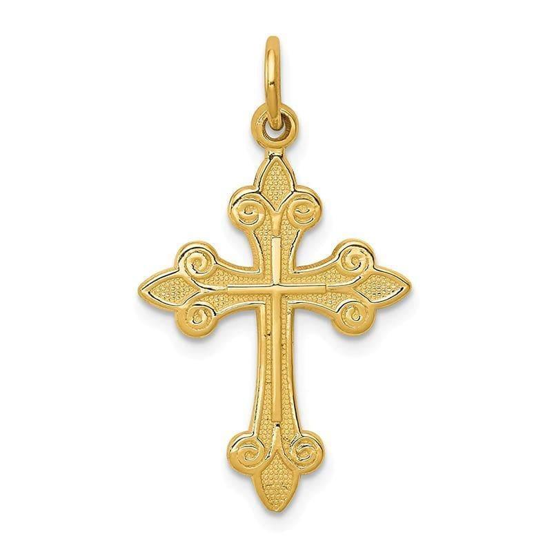 14k Fleur De Lis Cross Pendant - Seattle Gold Grillz