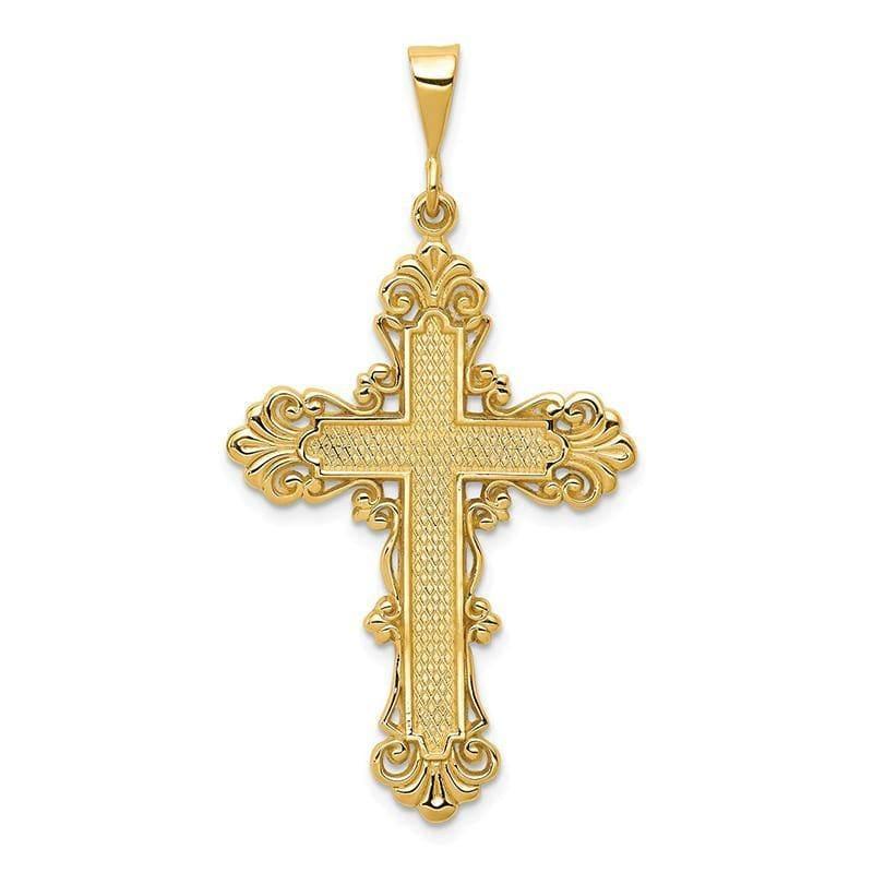 14k Fleur De Lis Cross Pendant. Weight: 3.05, Length: 47, Width: 24 - Seattle Gold Grillz