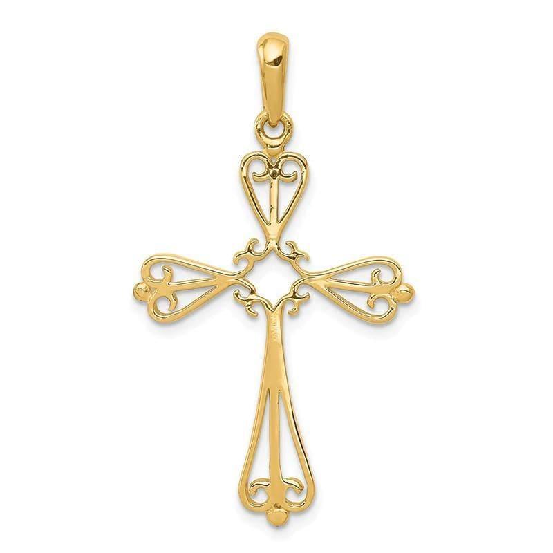 14k Fleur De Lis Polished Cross Pendant. Weight: 2.24, Length: 40, Width: 25 - Seattle Gold Grillz