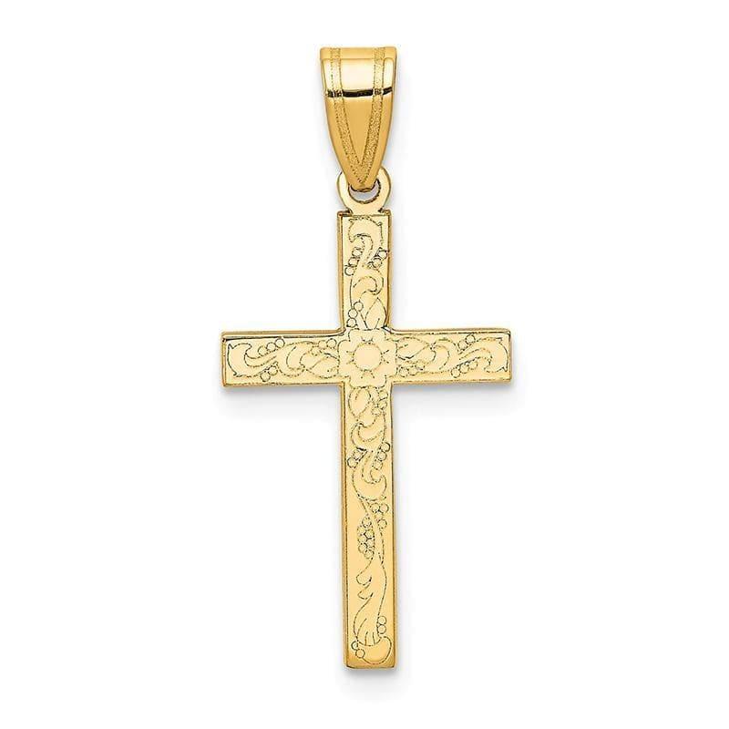 14k Floral Cross Pendant - Seattle Gold Grillz