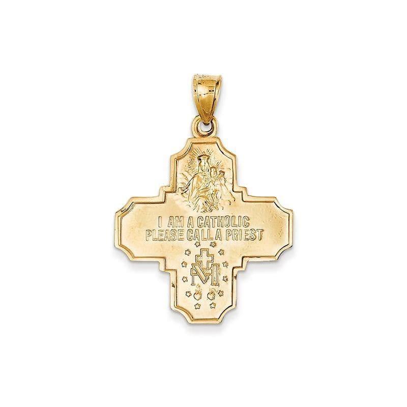 14k Four-Way Medal Pendant. Weight: 7.4, Length: 41, Width: 29 - Seattle Gold Grillz