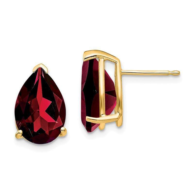 14k Garnet Pear Stud Earrings - Seattle Gold Grillz