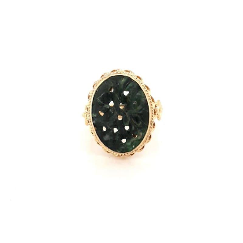 14k Gold Carved Nephrite Ring - Seattle Gold Grillz