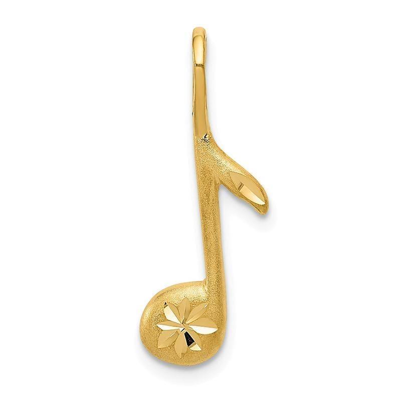14k Gold Diamond-cut Satin Musical Note Pendant - Seattle Gold Grillz