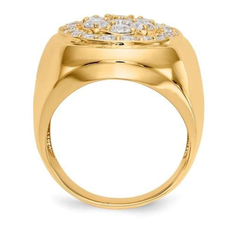 14k Gold Diamond Oval Men's Ring - Seattle Gold Grillz