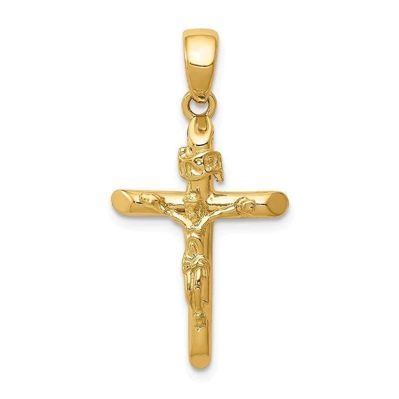 14K Gold Polished 2-D Crucifix with Jesus on Cross Pendant - Seattle Gold Grillz