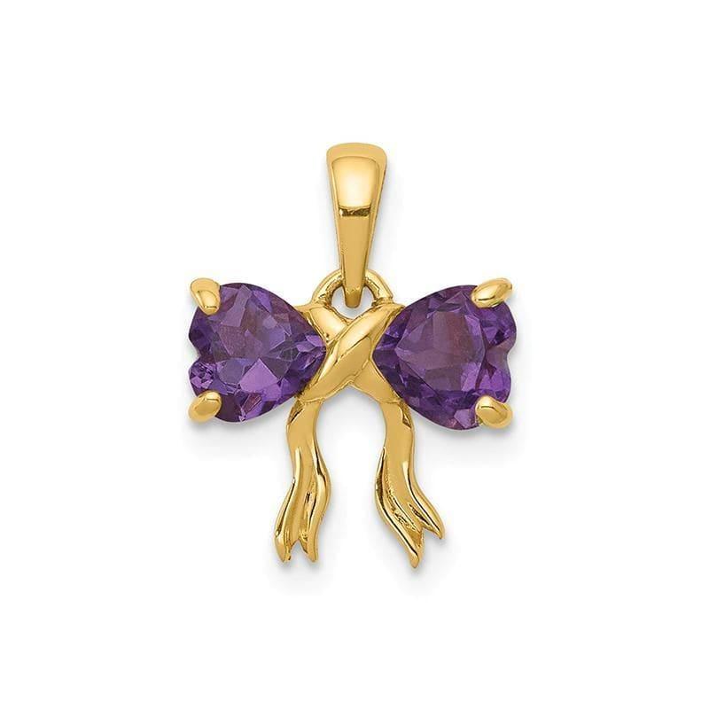 14k Gold Polished Amethyst Bow Pendant - Seattle Gold Grillz