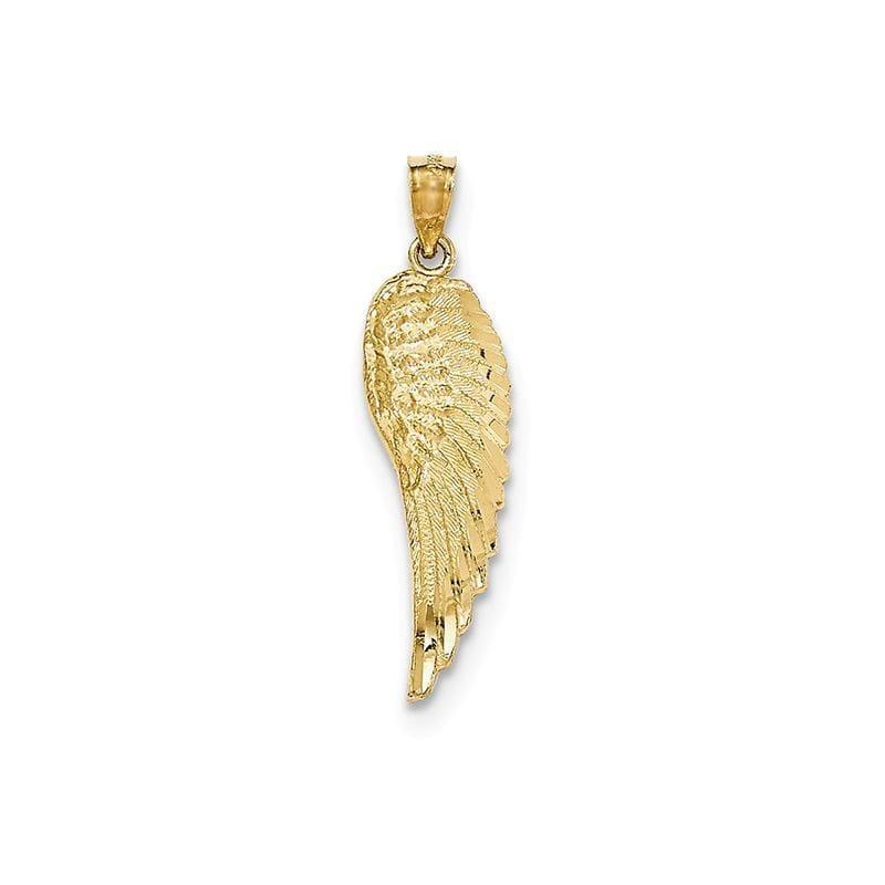 14k Gold Polished & Textured Angel Wing Pendant - Seattle Gold Grillz
