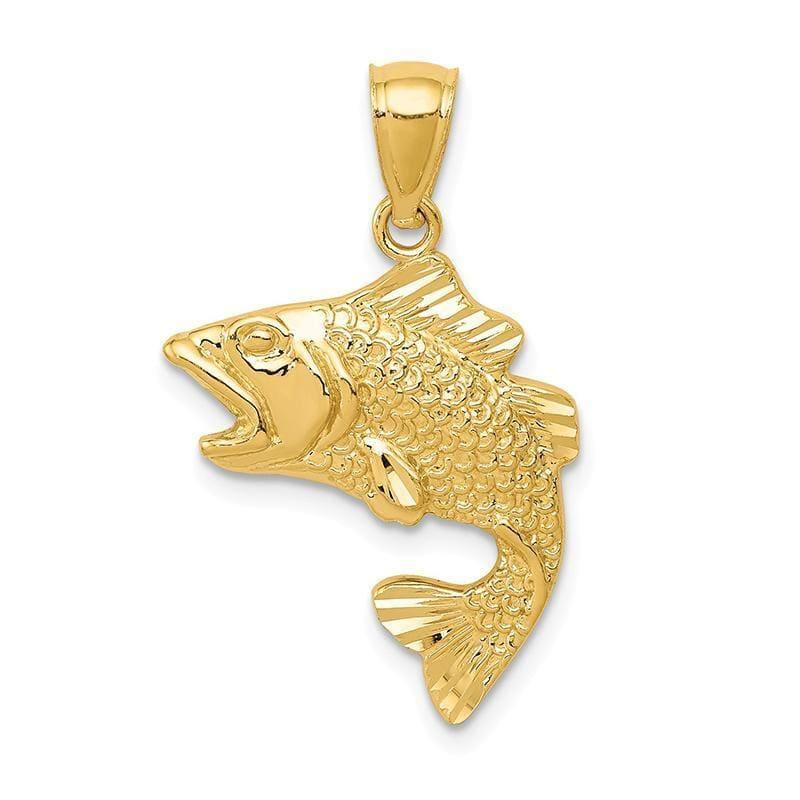 14k Gold Polished & Textured Bass Pendant - Seattle Gold Grillz
