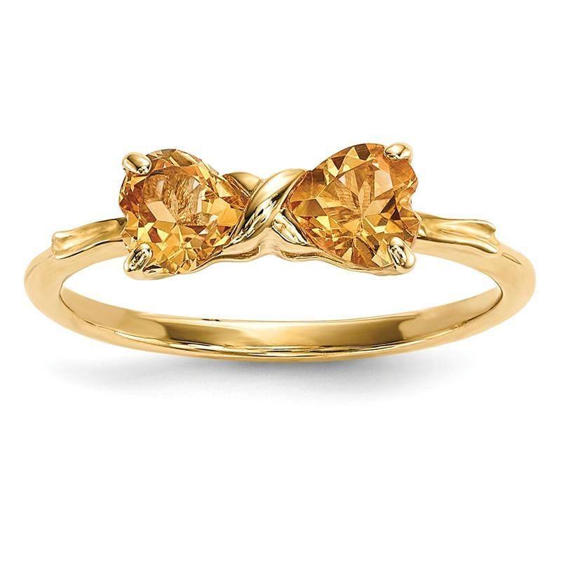 14k Gold Polished Citrine Bow Ring - Seattle Gold Grillz