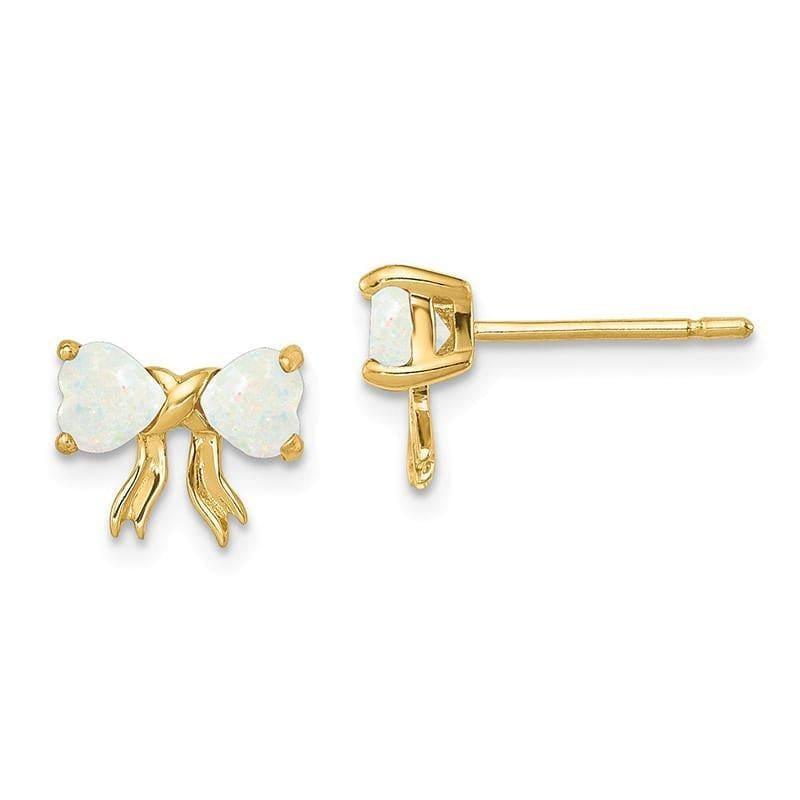 14k Gold Polished Created Opal Bow Post Earrings - Seattle Gold Grillz
