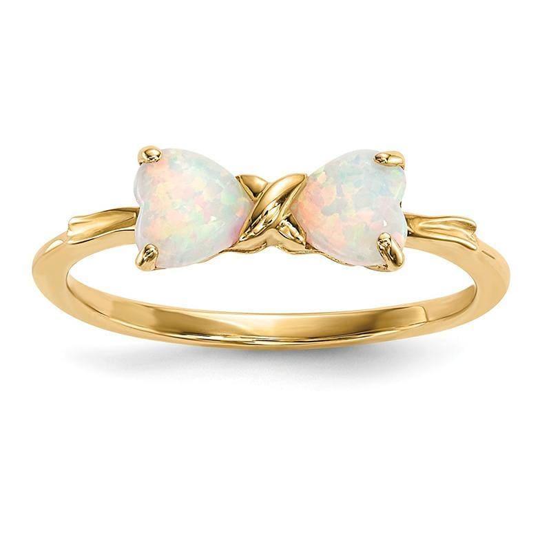 14k Gold Polished Created Opal Bow Ring - Seattle Gold Grillz