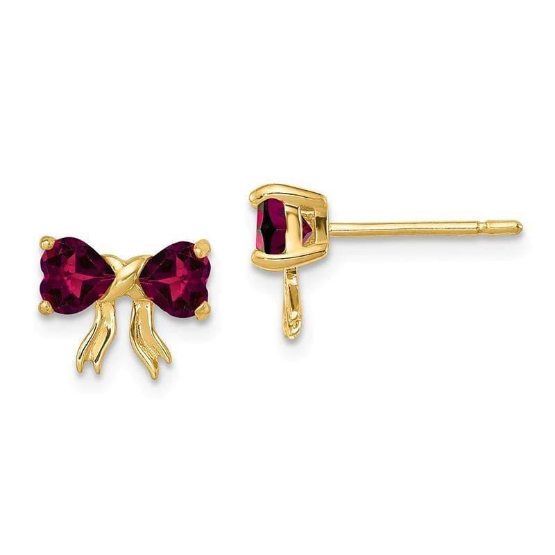 14k Gold Polished Created Ruby Bow Post Earrings - Seattle Gold Grillz