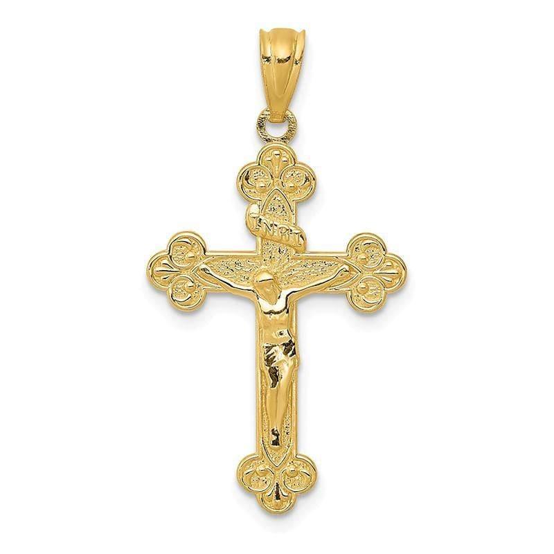 14k Gold Polished INRI Medium Crucifix Pendant - Seattle Gold Grillz