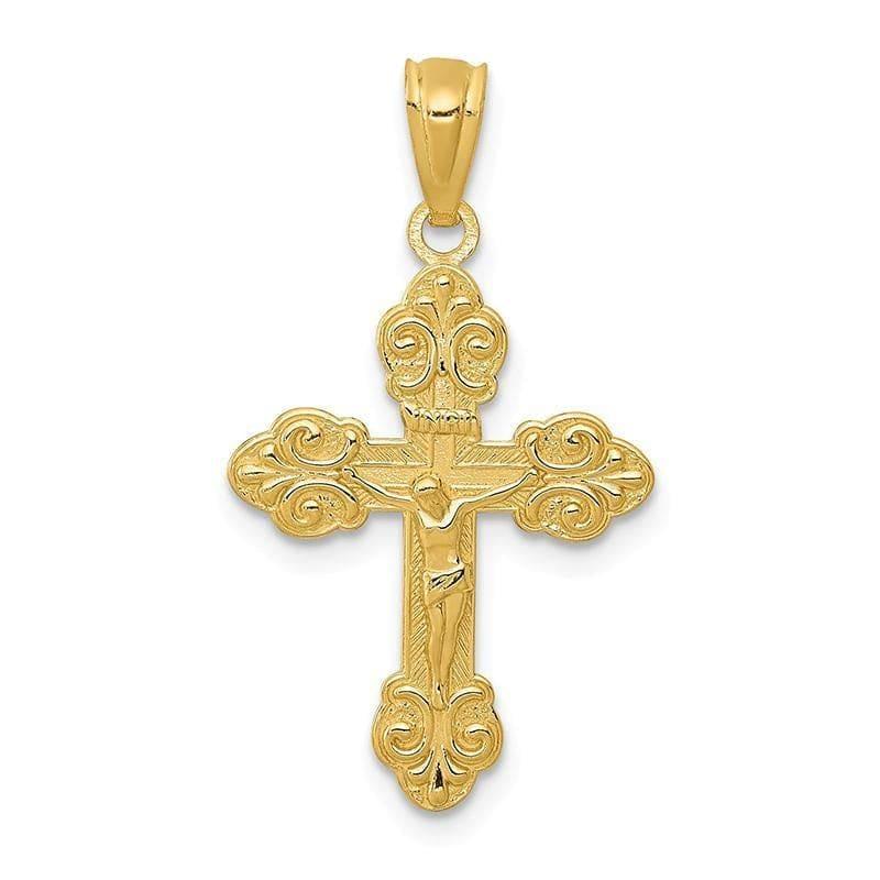 14k Gold Polished INRI Small Crucifix Pendant - Seattle Gold Grillz