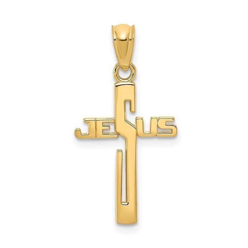 14k Gold Polished Jesus Cross Pendant - Seattle Gold Grillz