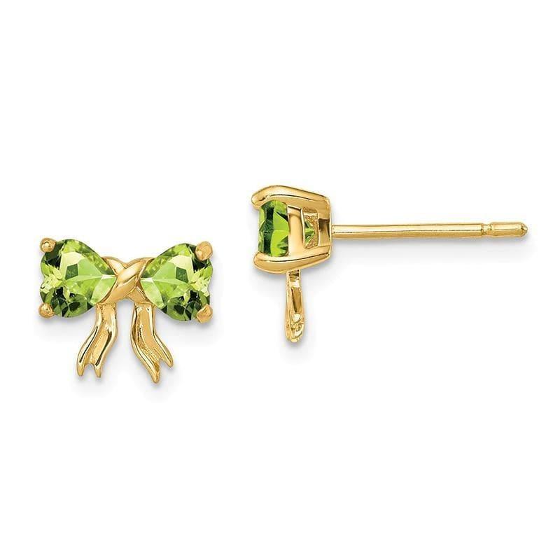 14k Gold Polished Peridot Bow Post Earrings - Seattle Gold Grillz