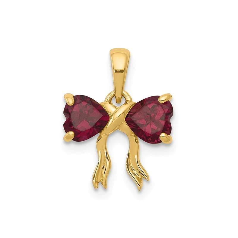 14k Gold Polished Rhodolite Bow Pendant - Seattle Gold Grillz