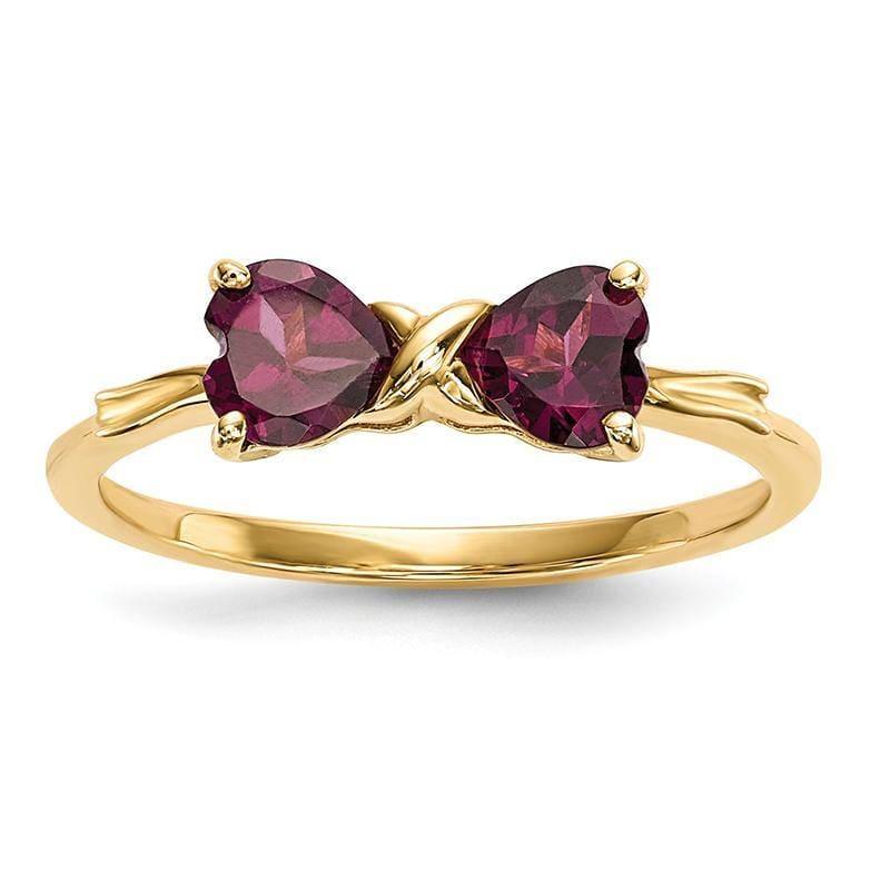 14k Gold Polished Rhodolite Bow Ring - Seattle Gold Grillz