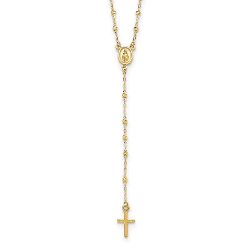 14k Gold Polished Rosary Necklace - Seattle Gold Grillz