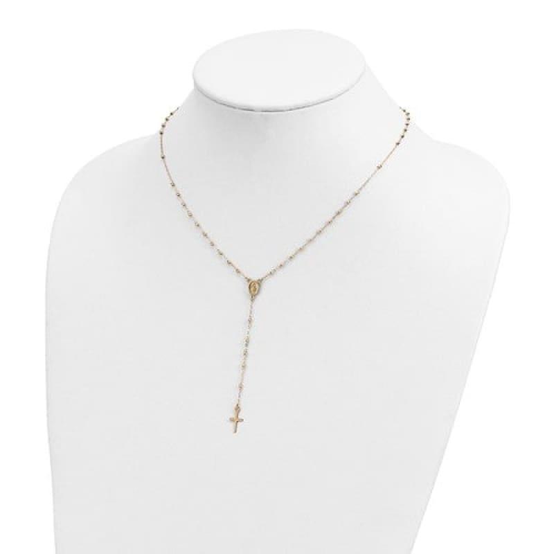 14k Gold Polished Rosary Necklace - Seattle Gold Grillz