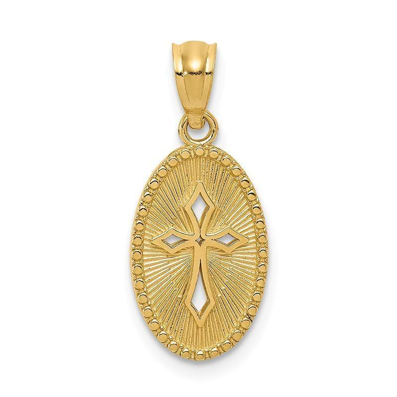 14k Gold Polished Small Cross Medal Pendant - Seattle Gold Grillz