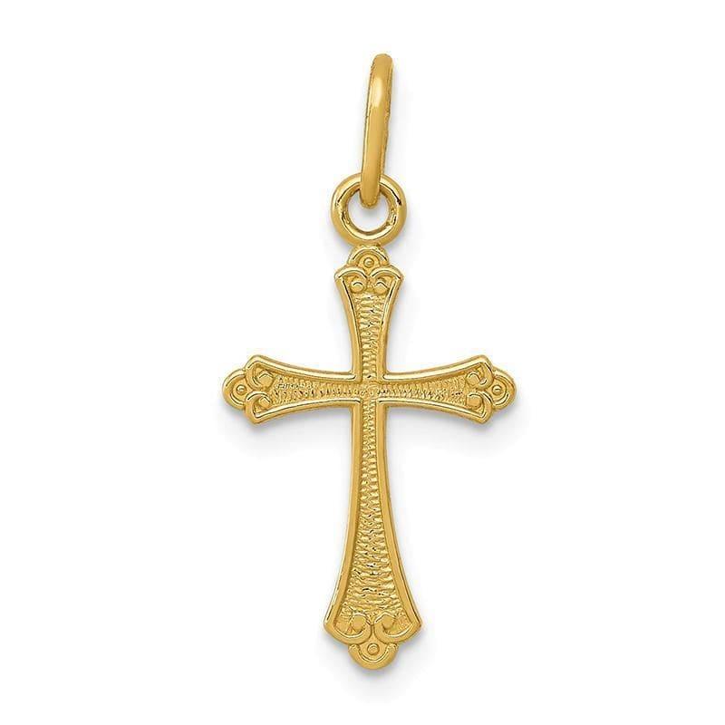 14k Gold Polished Small Cross Pendant - Seattle Gold Grillz