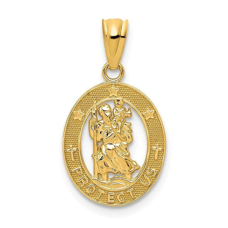 14k Gold Polished St Christopher Pendant - Seattle Gold Grillz