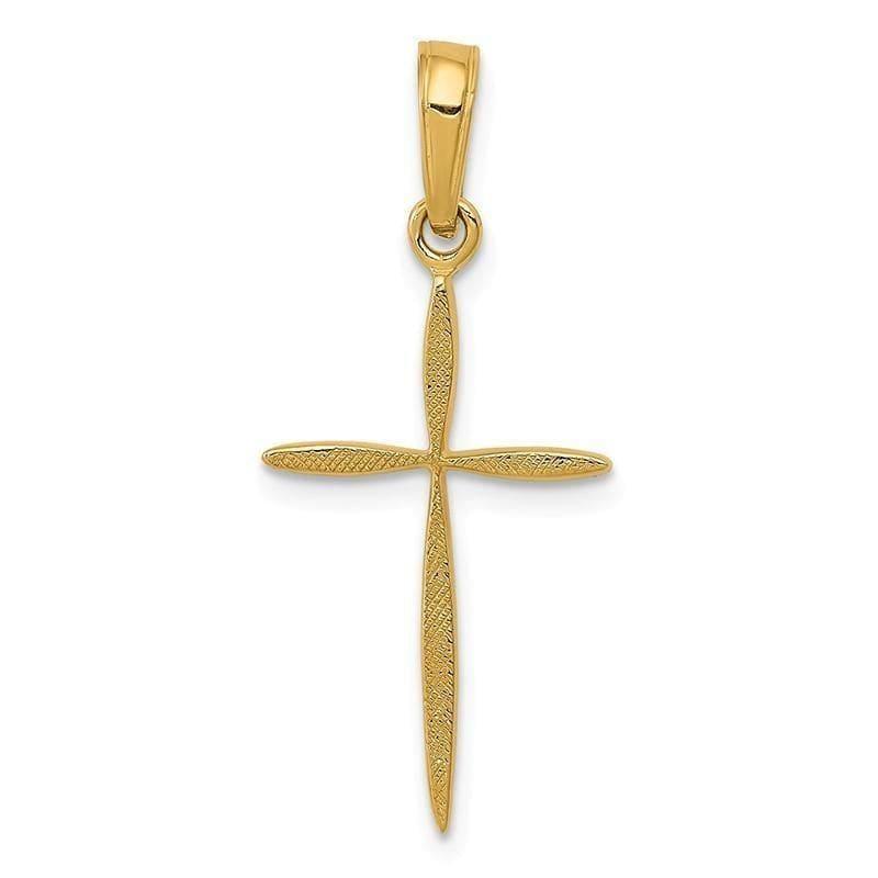14K Gold Polished Stick Cross With Tapered Ends Pendant - Seattle Gold Grillz