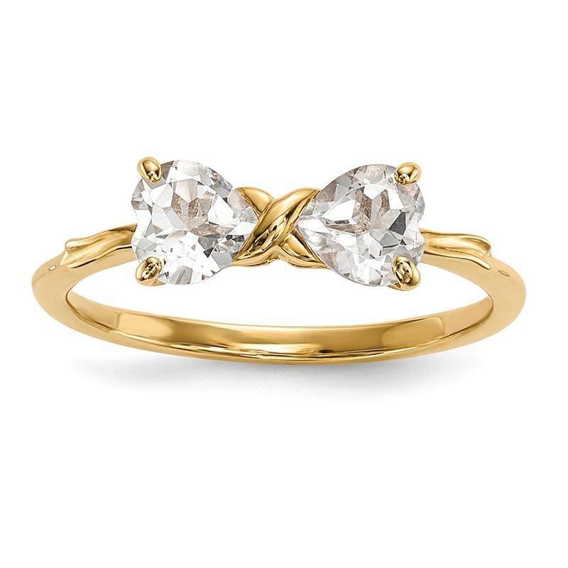 14k Gold Polished White Topaz Bow Ring - Seattle Gold Grillz
