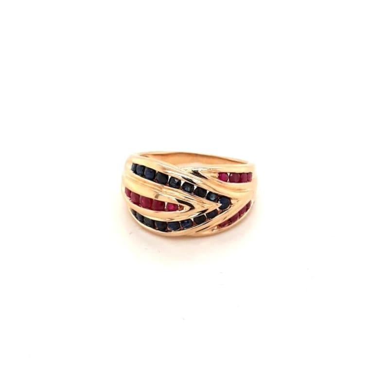 14k Gold Sapphire & Ruby Ring - Seattle Gold Grillz