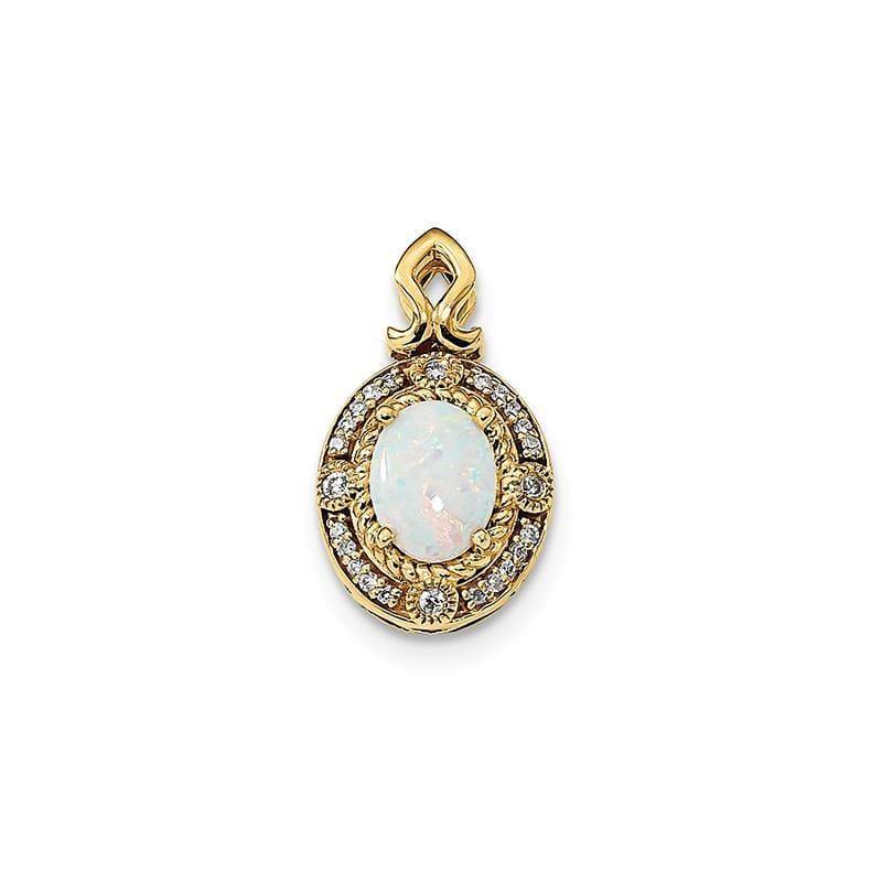 14k Gold w- Austrian Opal & Diamond Pendant - Seattle Gold Grillz