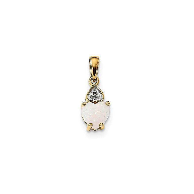 14K Gold w- Diamond & Opal Polished Heart Pendant - Seattle Gold Grillz