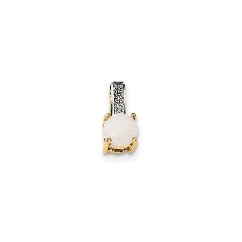 14K Gold w- Diamond & Opal Polished Pendant - Seattle Gold Grillz