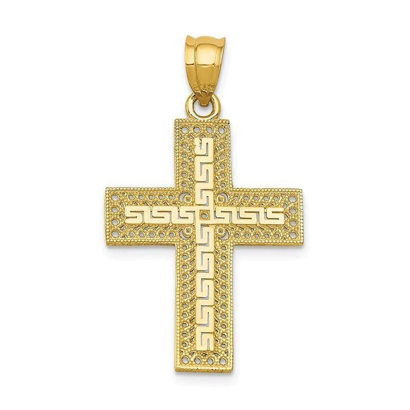 14k Greek Filigree Cross Pendant. Weight: 1.57, Length: 33, Width: 18 - Seattle Gold Grillz